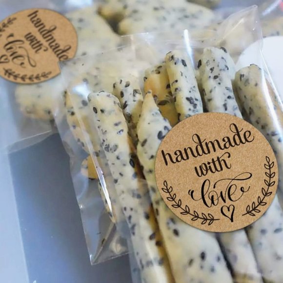 50 HANDMADE WITH LOVE Stickers 1.4" - Picture 5 of 8